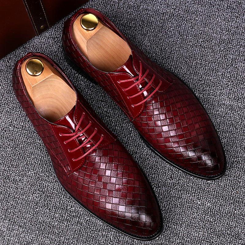 Stylish Leather Men's Lace-up Shoes - Casper-Bordeaux red-5.5-Nora Luxe