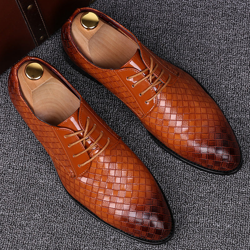 Stylish Leather Men's Lace-up Shoes - Casper-Brown-5.5-Nora Luxe