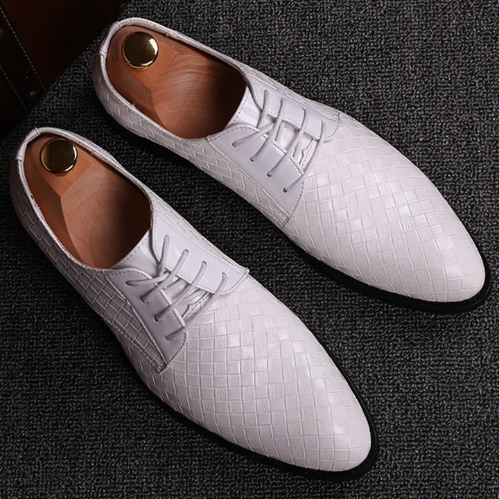 Stylish Leather Men's Lace-up Shoes - Casper-White-5.5-Nora Luxe