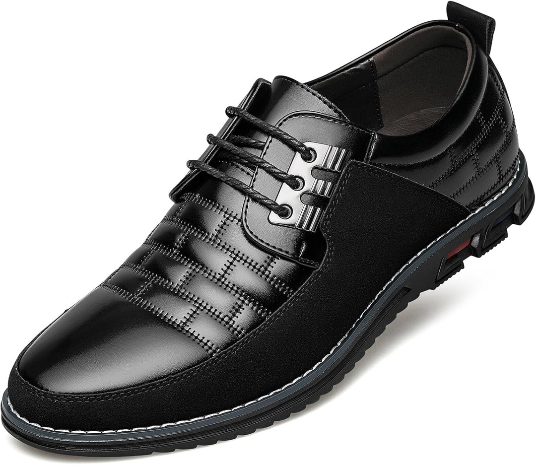 Stylish Leather Men's Shoes - James-Plain Black-7.0-Nora Luxe