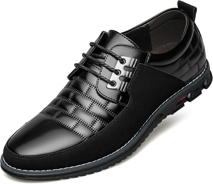 Stylish Leather Men's Shoes - James-Plain Black-7.0-Nora Luxe