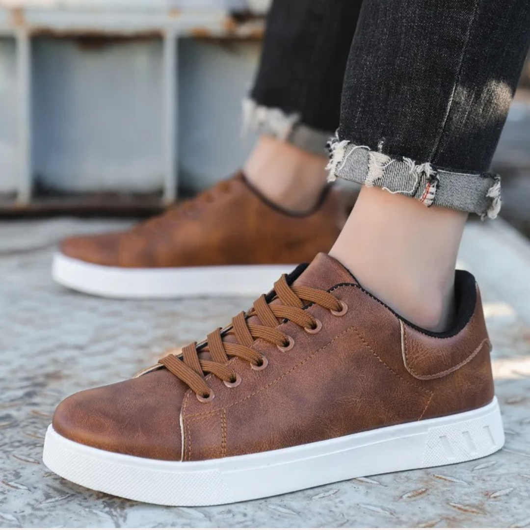 Stylish Leather Men's Shoes - Matteo-Dark brown-6.5-Nora Luxe