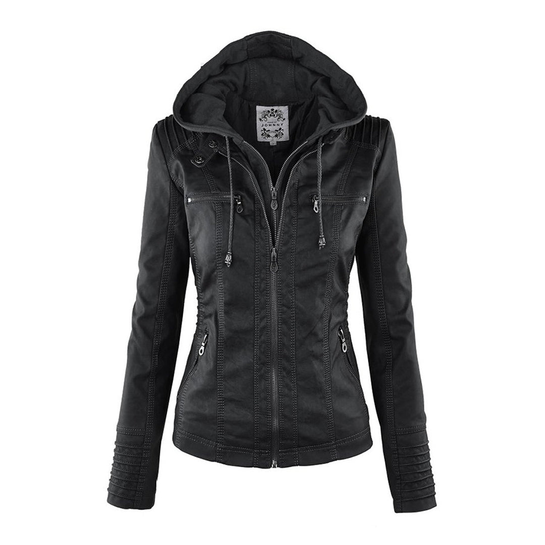 Stylish Leather Summer Jacket for Ladies - Elara-Black-S-Nora Luxe