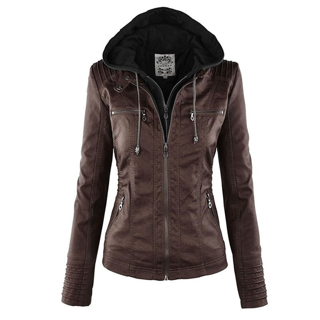 Stylish Leather Summer Jacket for Ladies - Elara-Brown-S-Nora Luxe