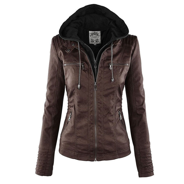 Stylish Leather Summer Jacket for Ladies - Elara-Brown-S-Nora Luxe