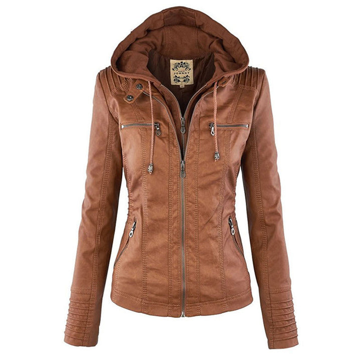 Stylish Leather Summer Jacket for Ladies - Elara-Khaki-S-Nora Luxe