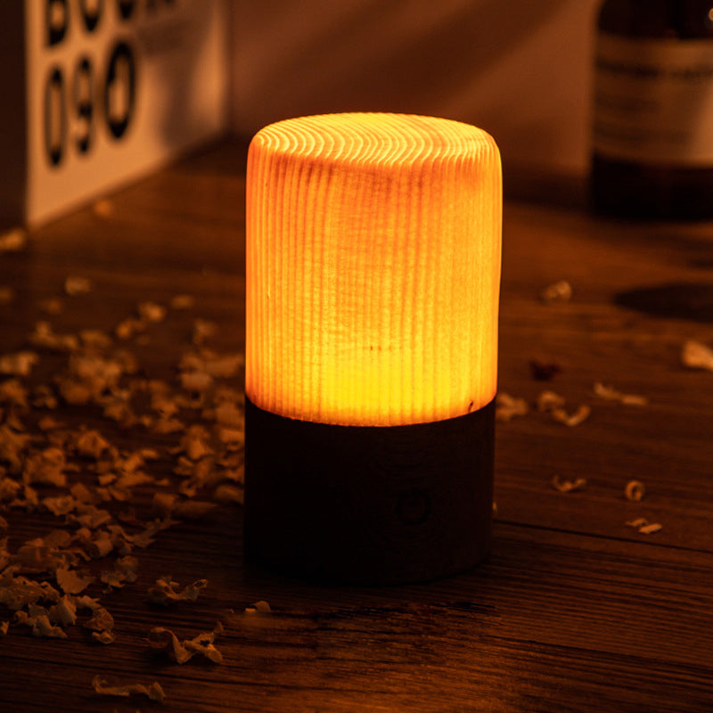 Stylish LED Table Lamp - WoodGlow-Cylinder-2.36in x 2.95in-Nora Luxe