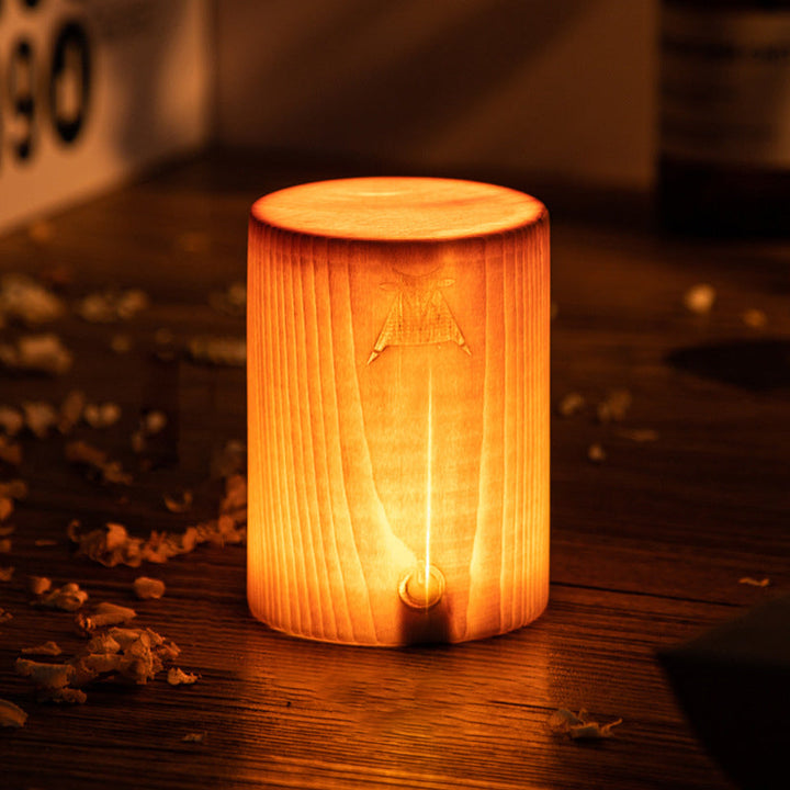 Stylish LED Table Lamp - WoodGlow-Cylinder-2.36in x 3.15in-Nora Luxe