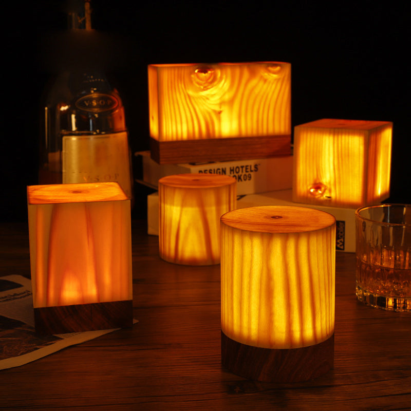 Stylish LED Table Lamp - WoodGlow-Cylinder-2.36in x 3.15in-Nora Luxe