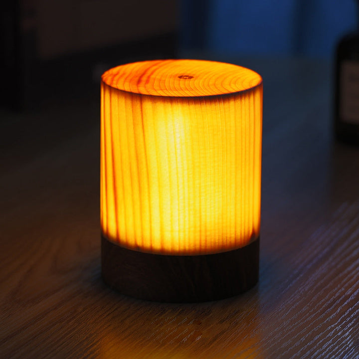 Stylish LED Table Lamp - WoodGlow-Cylinder-3.15in x 4.72in-Nora Luxe