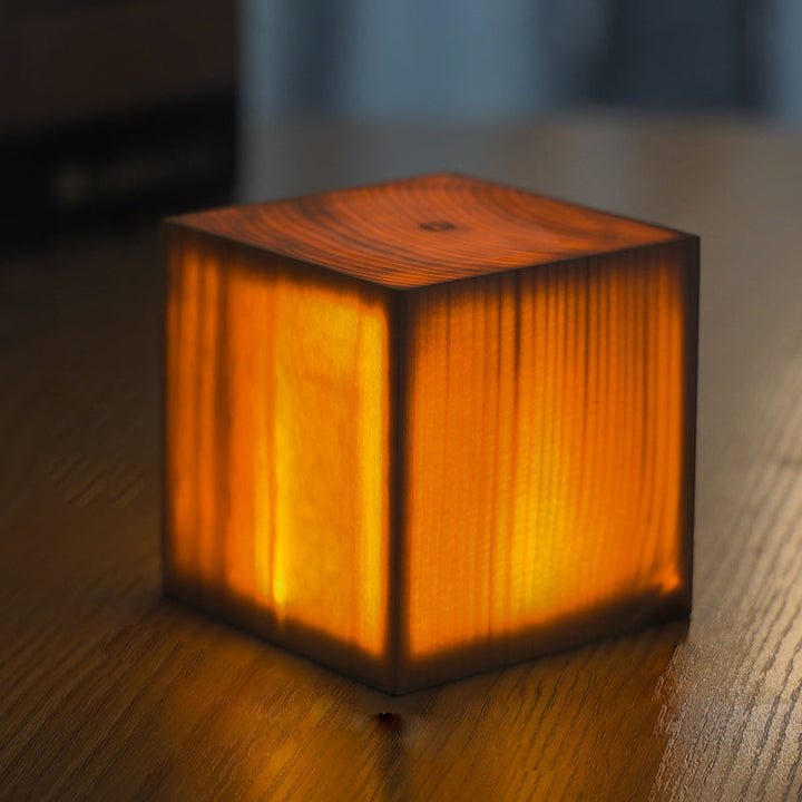Stylish LED Table Lamp - WoodGlow-Square-3.15in x 3.15in x 3.54in-Nora Luxe