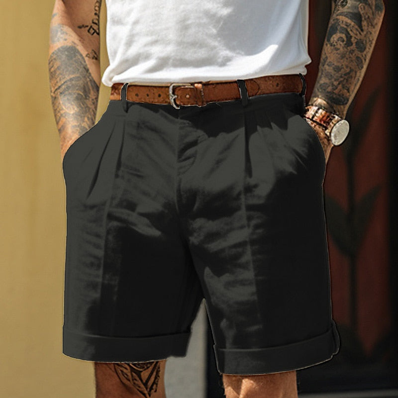 Stylish Linen-Cotton Men's Shorts – Milan-Black-S-State of Style