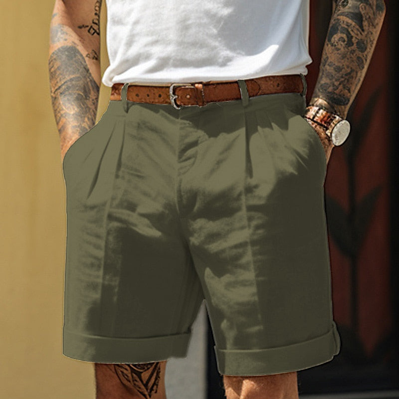 Stylish Linen-Cotton Men's Shorts – Milan-Green-S-State of Style