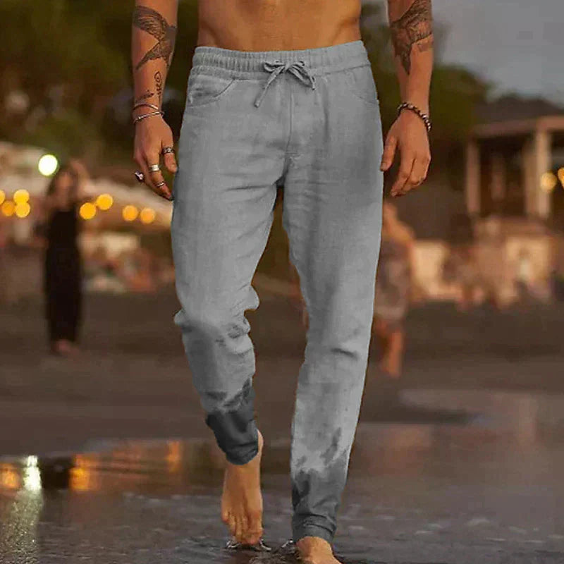 Stylish Linen Men's Trousers - Theo-Gray-S-Nora Luxe