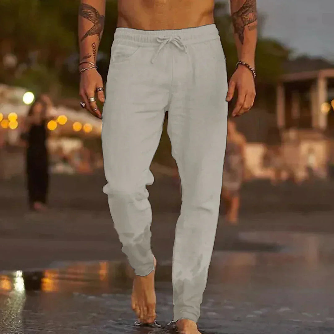 Stylish Linen Men's Trousers - Theo-Light grey-S-Nora Luxe