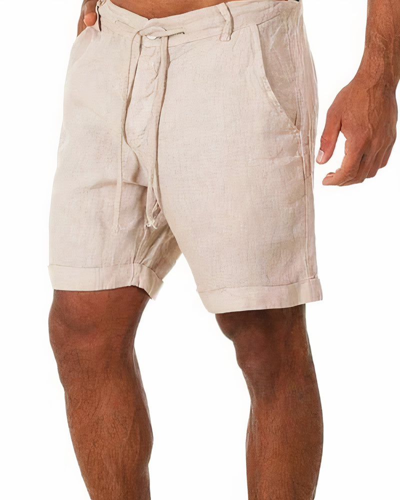 Stylish Linen Shorts for Men - Leo-Beige-S-Nora Luxe