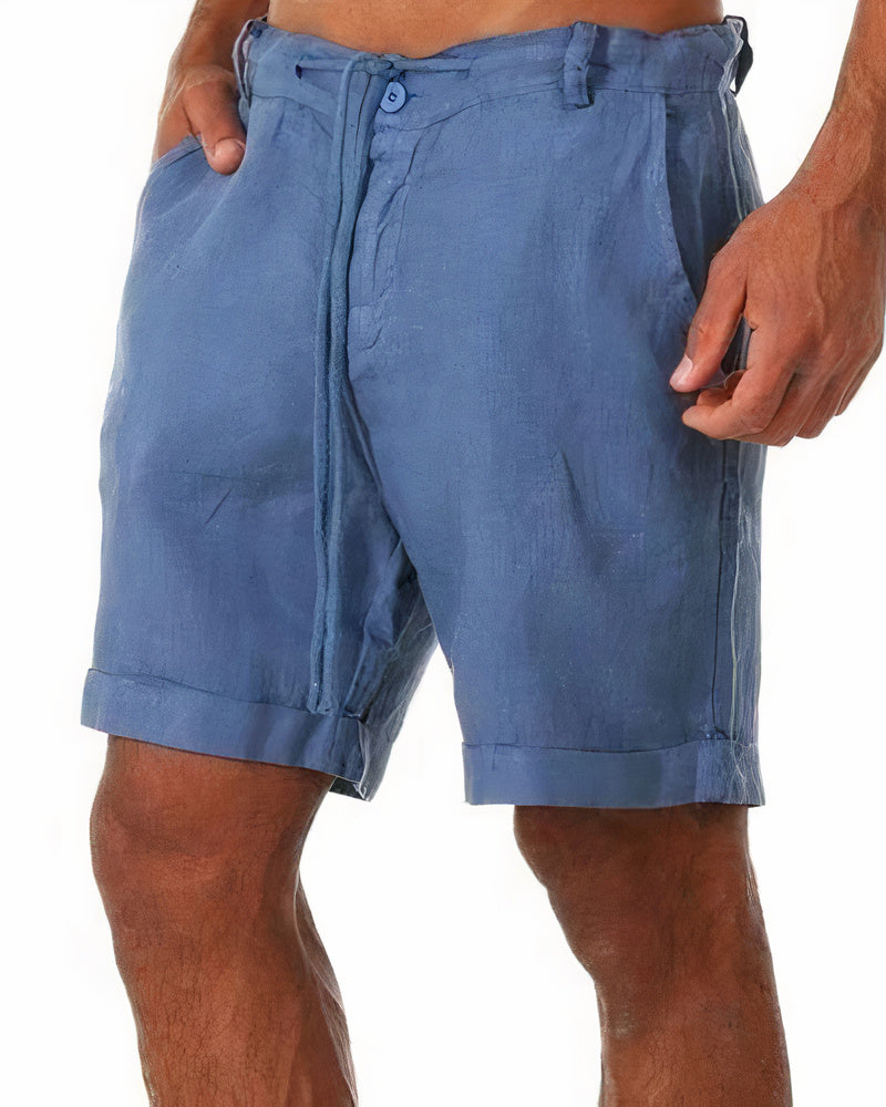 Stylish Linen Shorts for Men - Leo-Blue-S-Nora Luxe