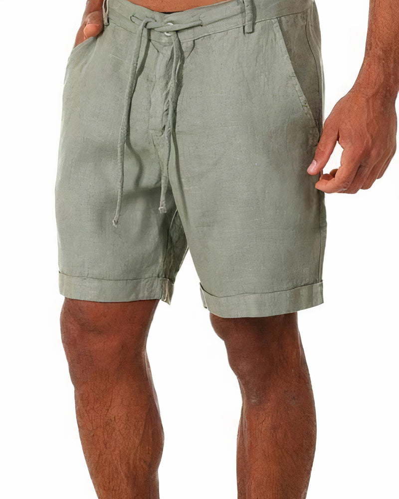 Stylish Linen Shorts for Men - Leo-Green-S-Nora Luxe