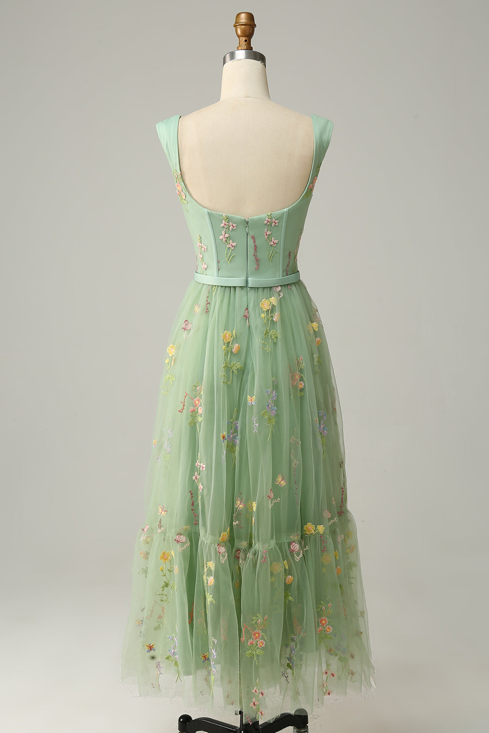 Stylish Long A-Line Ball Gown with Embroidery - Anna-Green-0-Nora Luxe