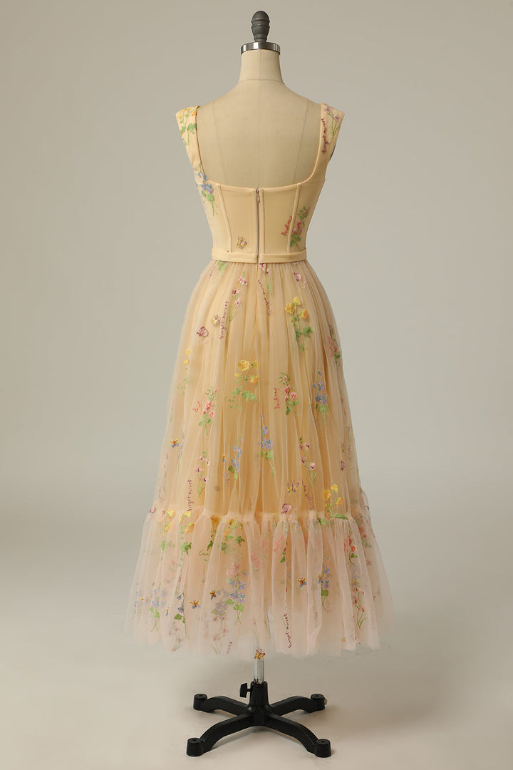 Stylish Long A-Line Ball Gown with Embroidery - Anna-Green-0-Nora Luxe