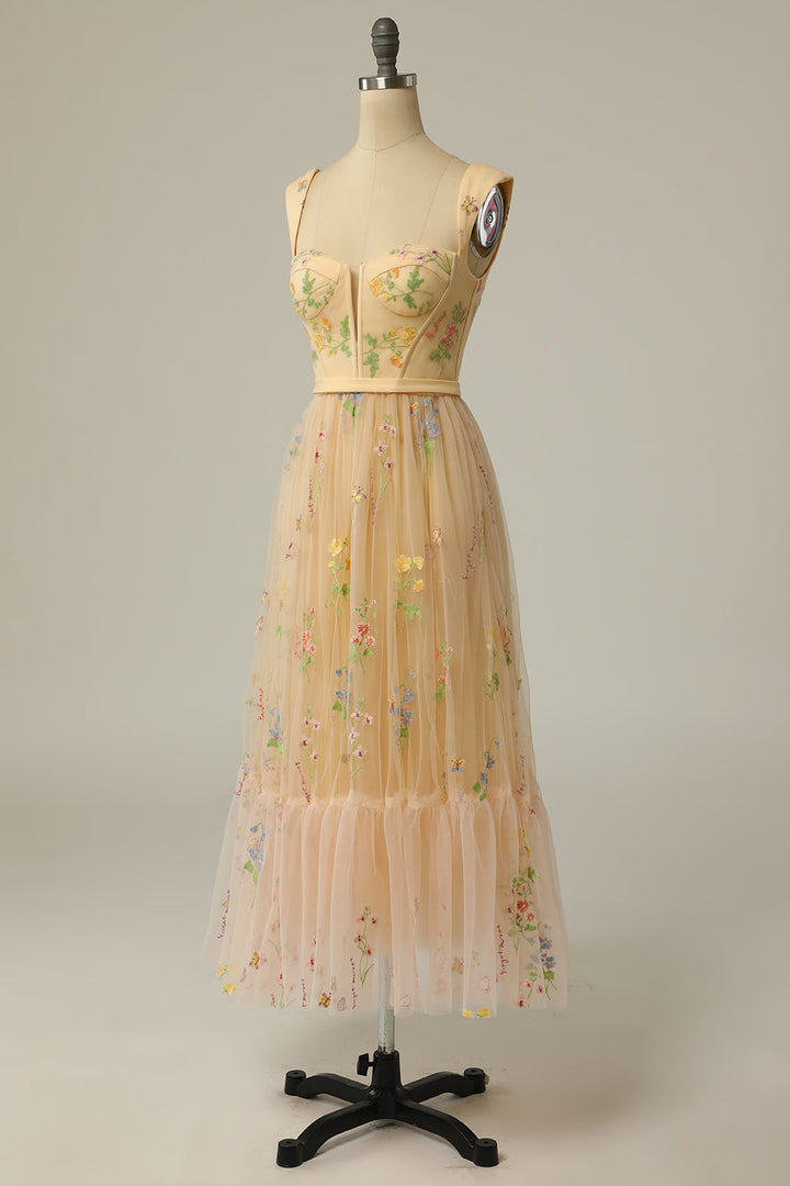 Stylish Long A-Line Ball Gown with Embroidery - Anna-Green-0-Nora Luxe