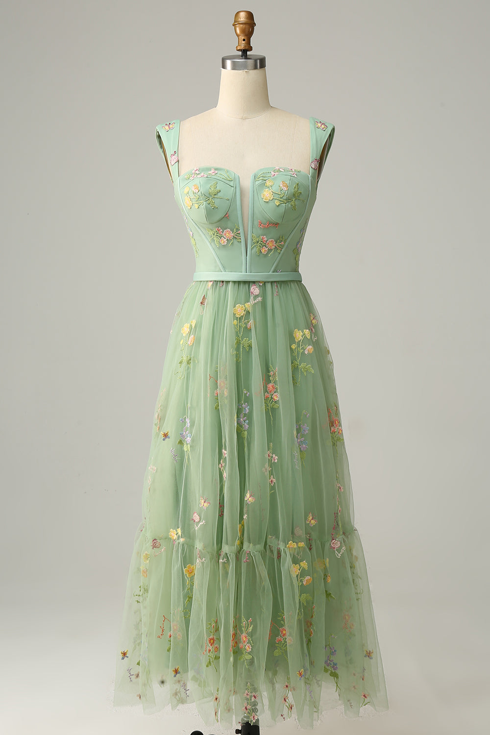 Stylish Long A-Line Ball Gown with Embroidery - Anna-Green-0-Nora Luxe