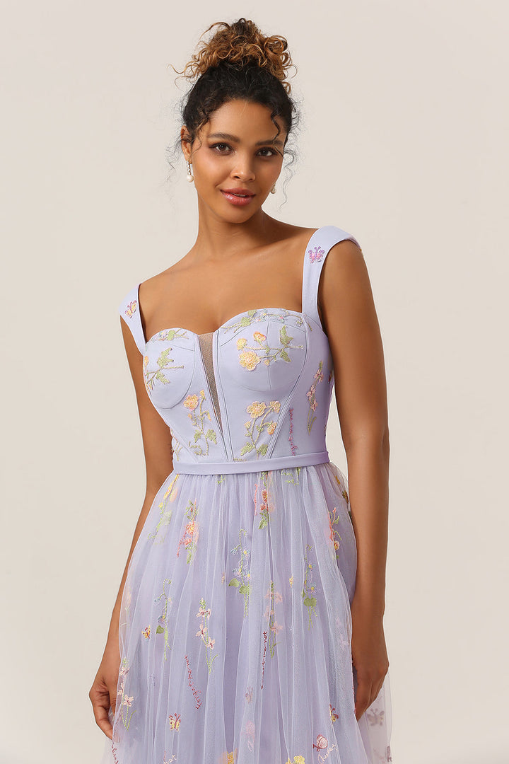 Stylish Long A-Line Ball Gown with Embroidery - Anna-Purple-0-Nora Luxe