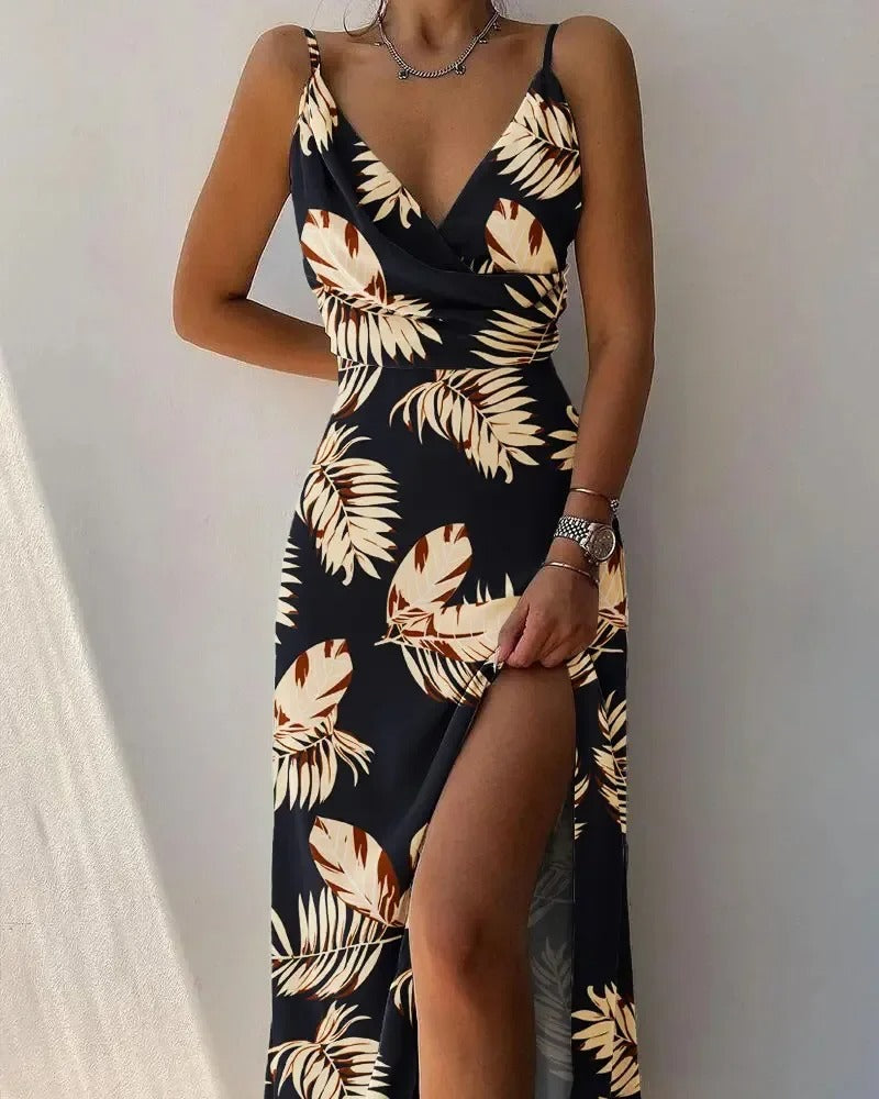 Stylish Long Dress - Sophia-Black Printed-S-Nora Luxe