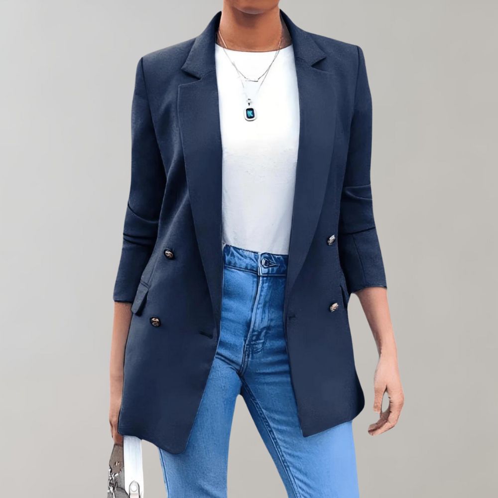 Stylish Long Ladies Jacket - Clara-Marine-S-Nora Luxe