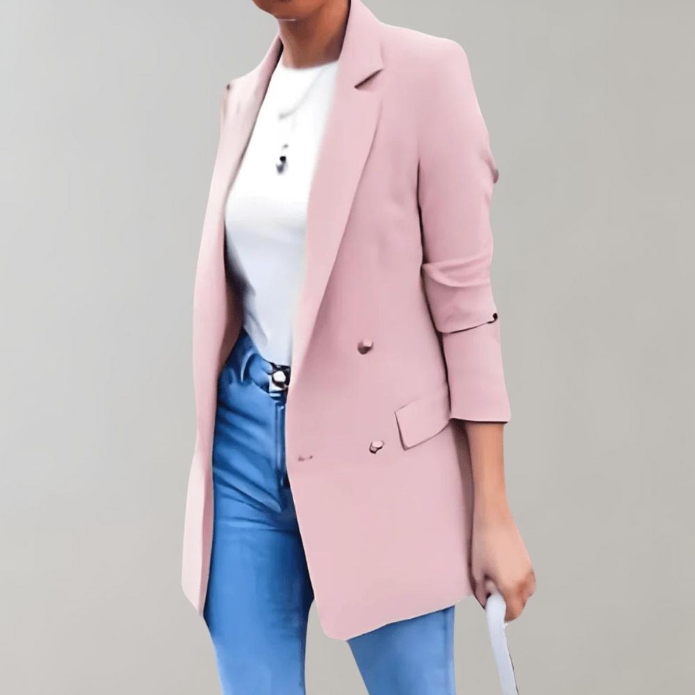 Stylish Long Ladies Jacket - Clara-White-S-Nora Luxe