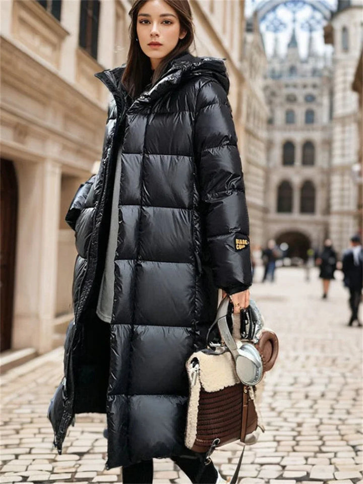 Stylish Long Quilted Winter Coat for Women - Mila-Black-S-Nora Luxe