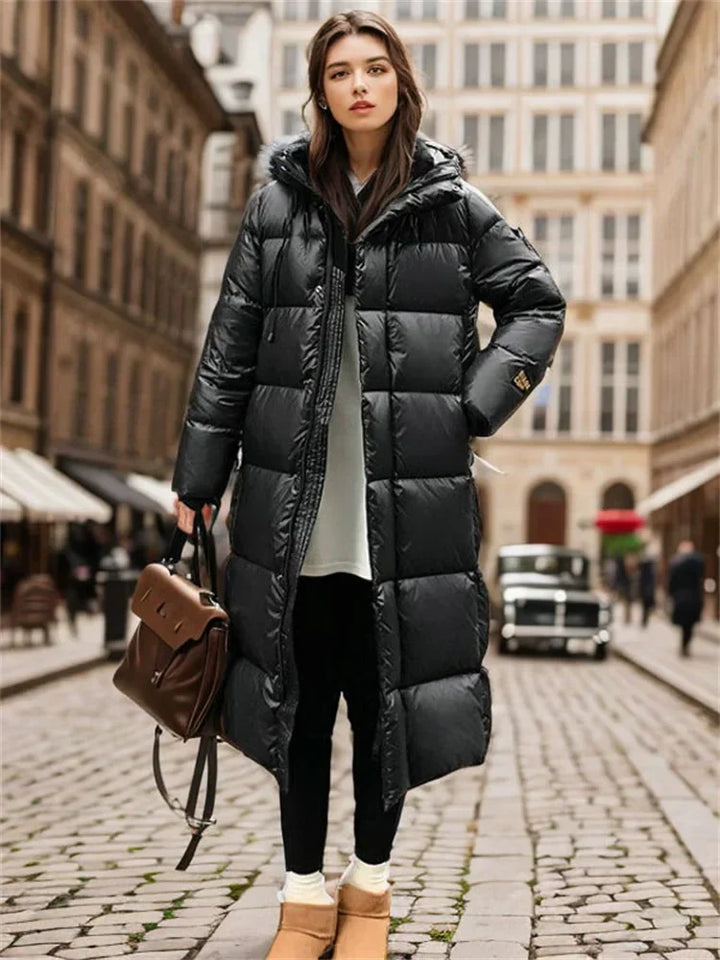 Stylish Long Quilted Winter Coat for Women - Mila-Black-S-Nora Luxe