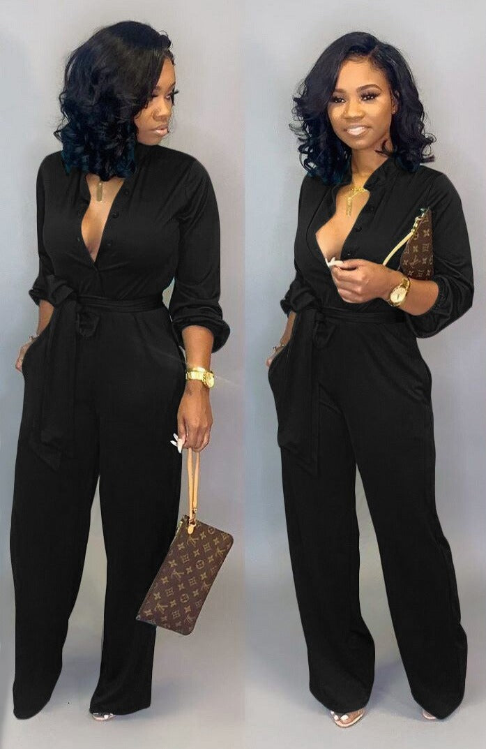 Stylish Long Sleeve Jumpsuit - Nola-Black-S-Nora Luxe