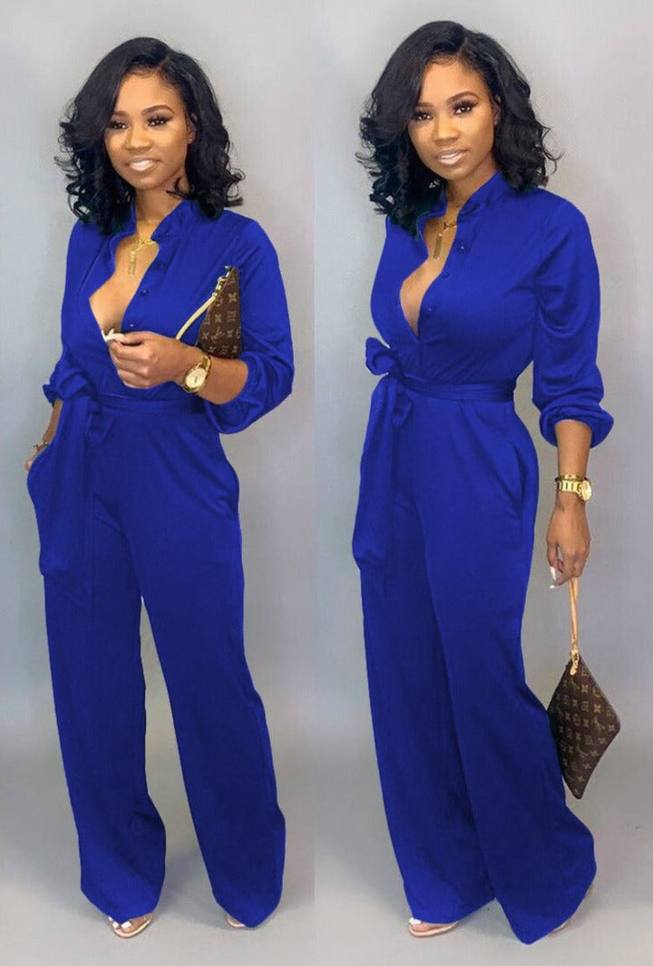 Stylish Long Sleeve Jumpsuit - Nola-Blue-S-Nora Luxe