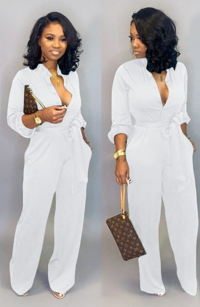 Stylish Long Sleeve Jumpsuit - Nola-White-S-Nora Luxe