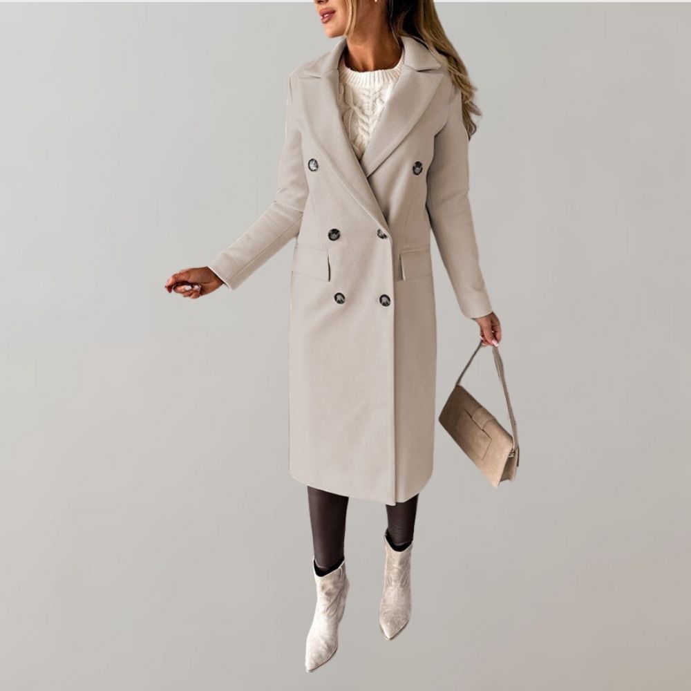 Stylish Long Winter Coat for Women - Elara-Beige-S-Nora Luxe