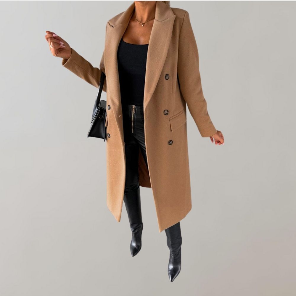 Stylish Long Winter Coat for Women - Elara-Brown-S-Nora Luxe