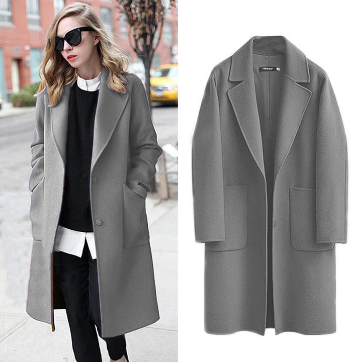 Stylish Long Women's Coat - Sophia-Gray-M-Nora Luxe