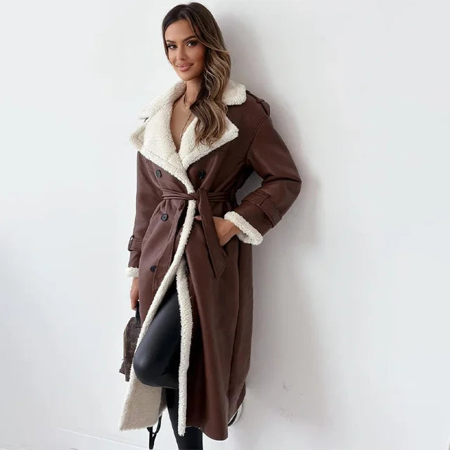 Stylish Long Women's Winter Coat - Seraphina-Brown-S-Nora Luxe