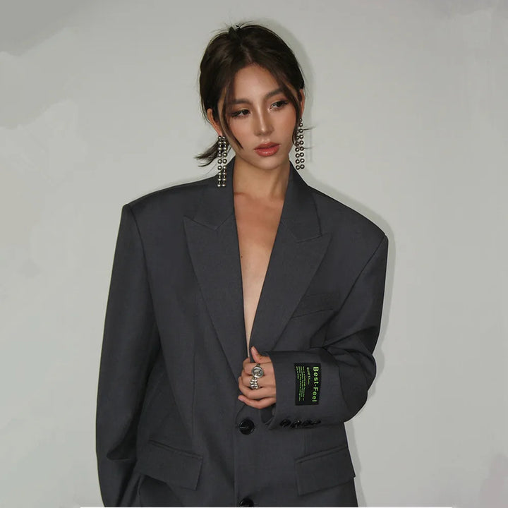 Stylish Loose-Fitting Women's Blazer - Marissa-Black-S-Nora Luxe