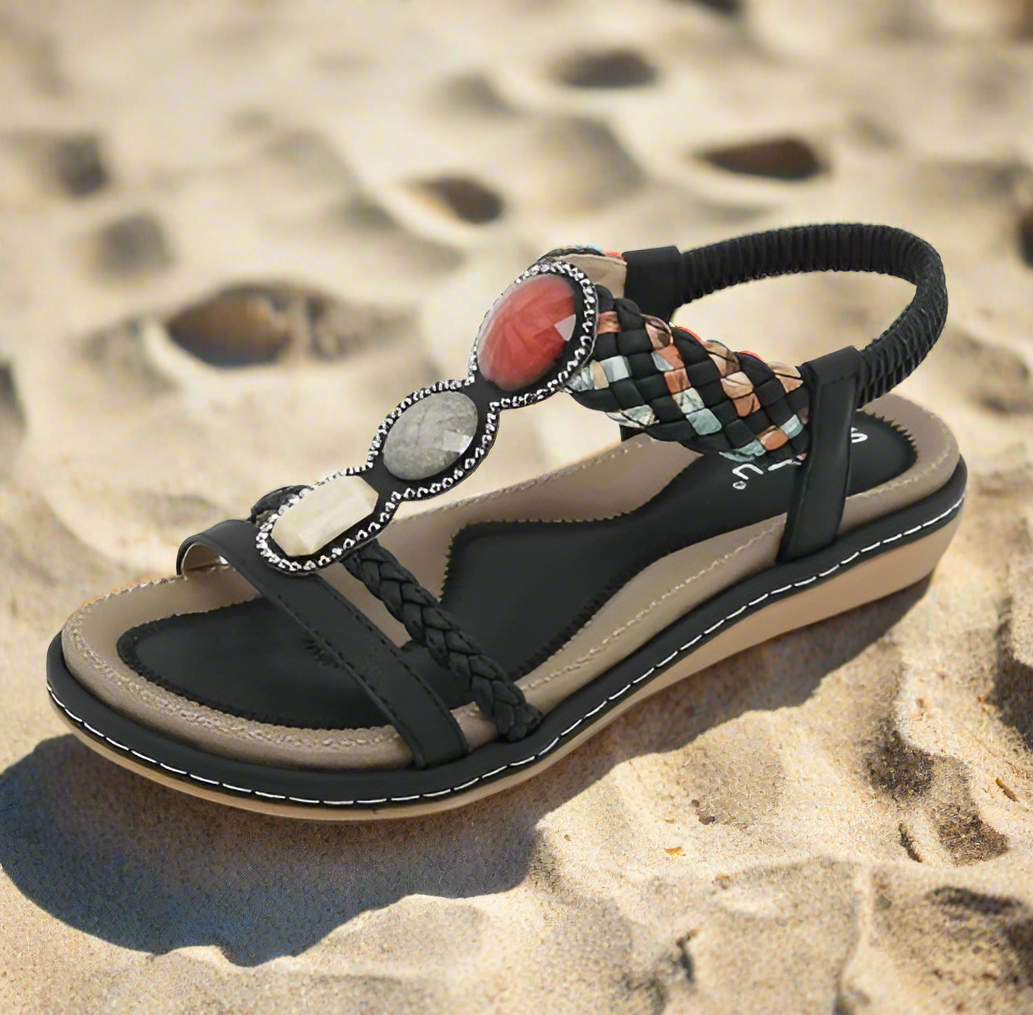 Stylish Low Ladies Sandals – Claire-Black-3-State of Style