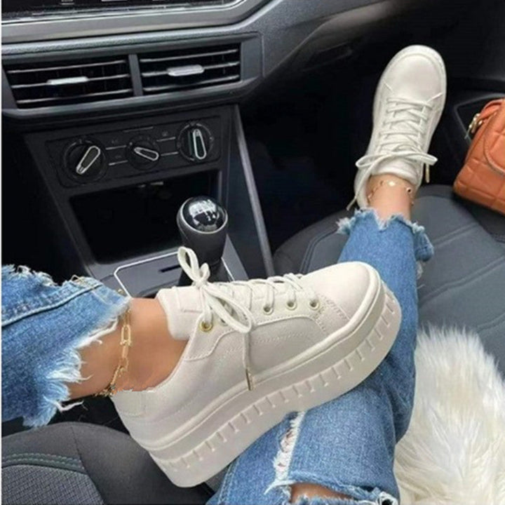 Stylish Luxury Platform Women's Sneakers - Nina-Beige-3.5-Nora Luxe