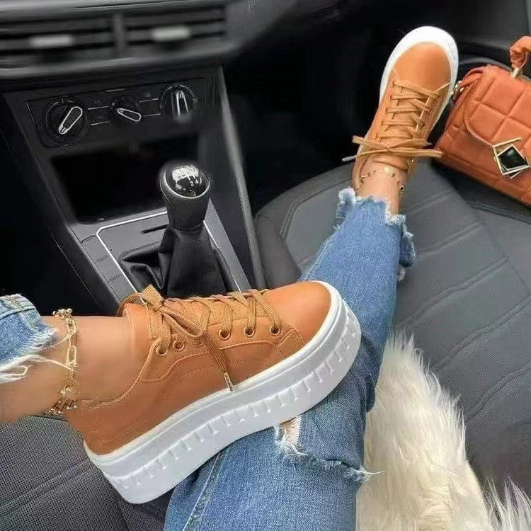 Stylish Luxury Platform Women's Sneakers - Nina-Brown-3.5-Nora Luxe