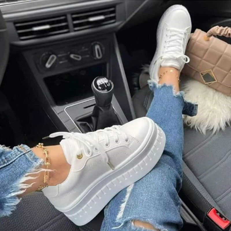 Stylish Luxury Platform Women's Sneakers - Nina-White-3.5-Nora Luxe
