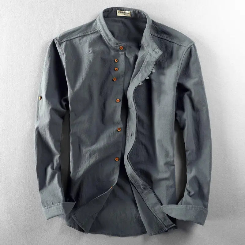 Stylish men's casual shirt with button placket – Benno-Dark gray-S-Nora Luxe