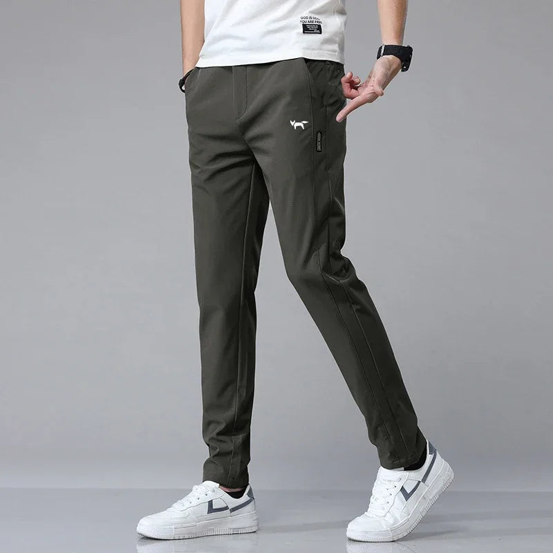 Stylish Men's Golf Trousers - FairwayFlex-Olive Green-28-Nora Luxe