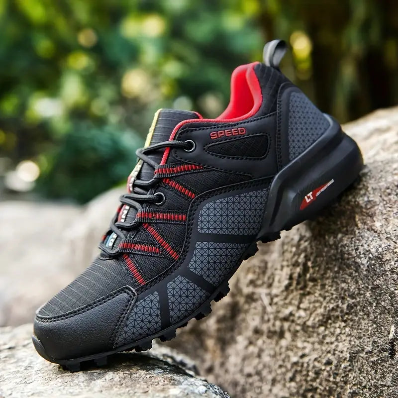 Stylish Men's Hiking Shoes - AlpineAce-Black-7.0-Nora Luxe