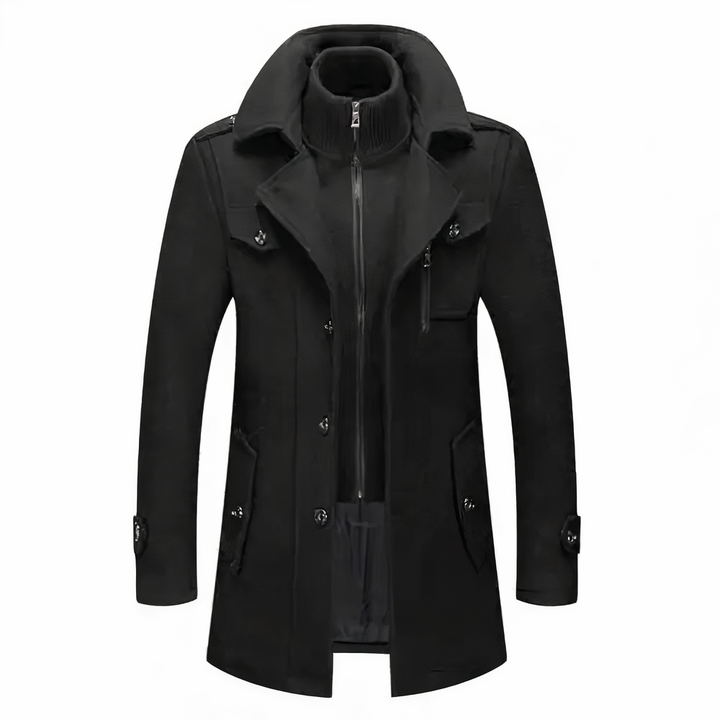 Stylish Men's Jacket with Double Collar - Milan-Black-S-Nora Luxe