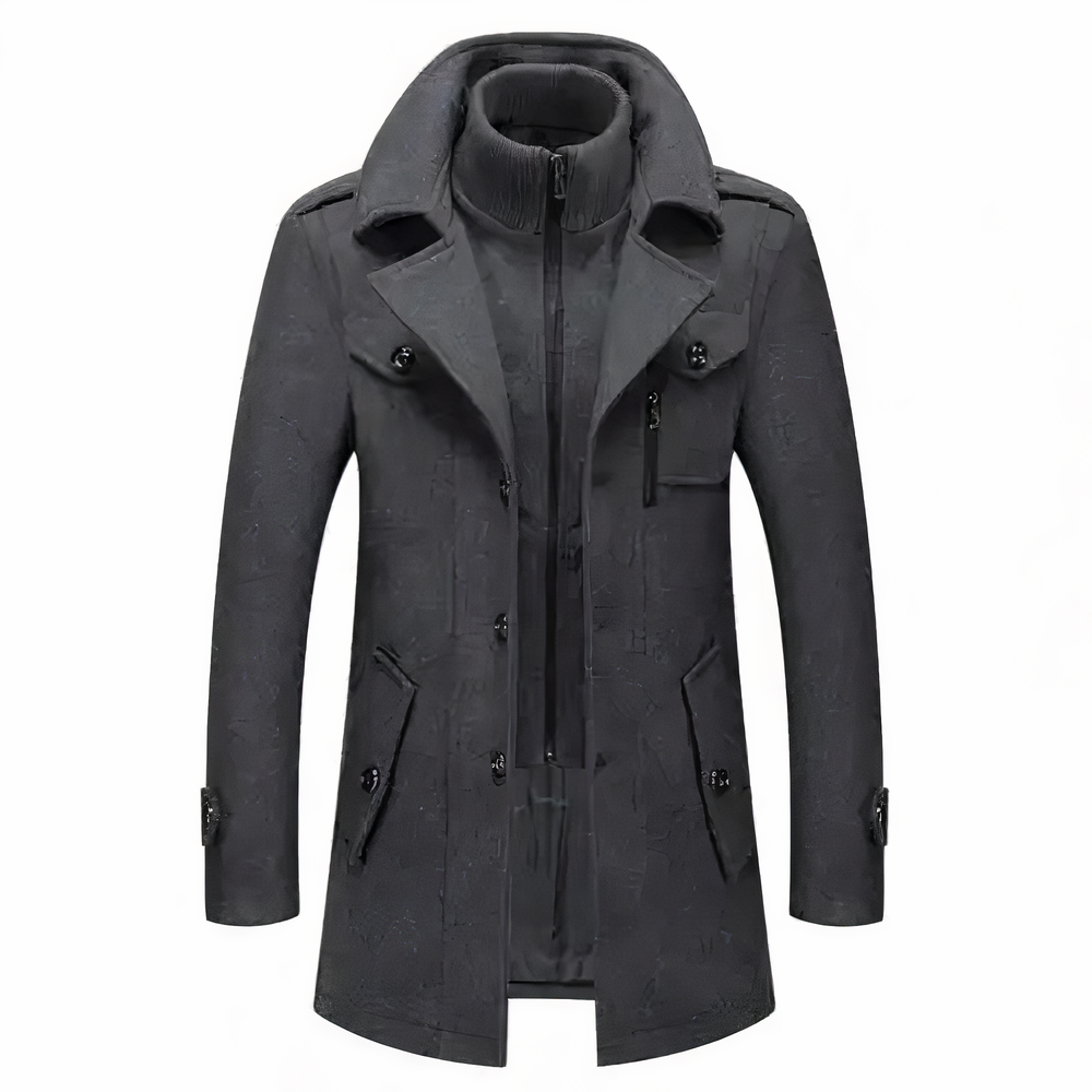 Stylish Men's Jacket with Double Collar - Milan-Gray-S-Nora Luxe