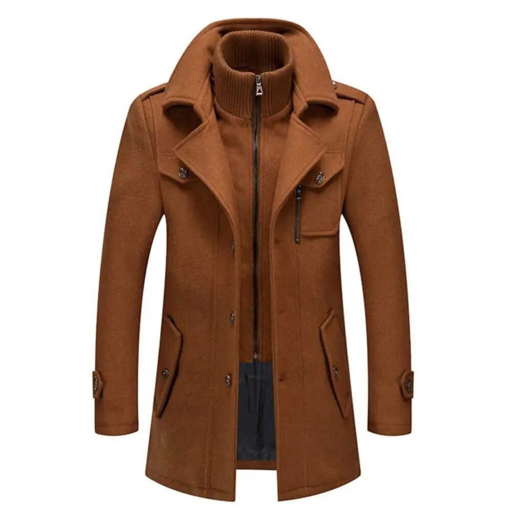 Stylish Men's Jacket with Double Collar - Milan-Khaki-S-Nora Luxe